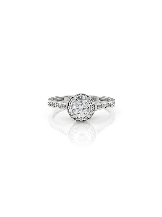 Themelidis Jewels Μονόπετρο Ροζέτα από Λευκόχρυσο 18Κ με Διαμάντι