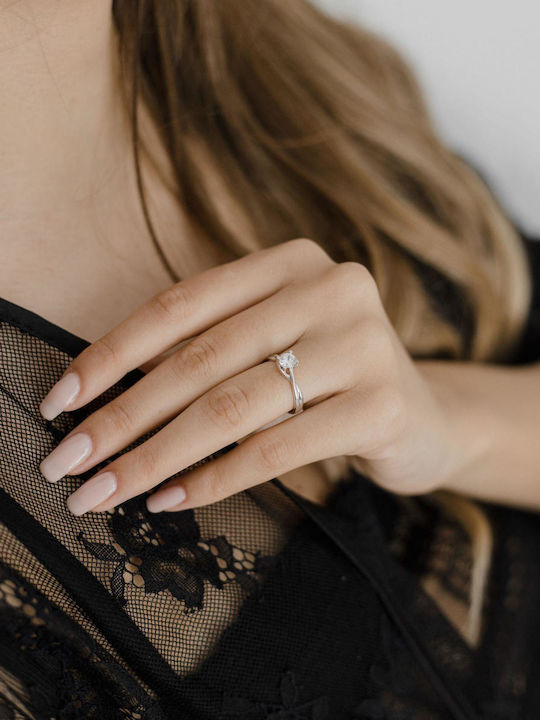 Themelidis Jewels Einzelstein aus Weißgold 18K mit Diamant