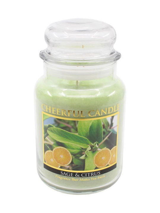 Cheerful Scented Candle with Scent Sage Citrus Green 680gr 1pcs