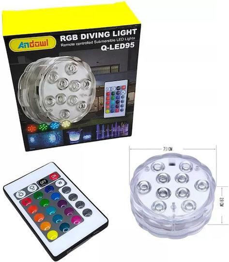 Andowl Φωτιστικό Πισίνας με Πολύχρωμο (RGB) Φως 075644