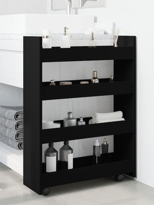 vidaXL Kitchen Trolley Wooden in Black Color 60x20x82cm