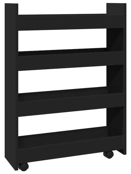 vidaXL Wooden Kitchen Trolley 4 Tiers Black 60x20x82cm