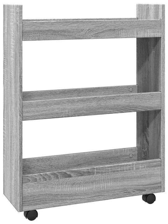 vidaXL vidaXL Lebensmittelregal Hölzernes 3 Ebenen Grau 60x22x80cm