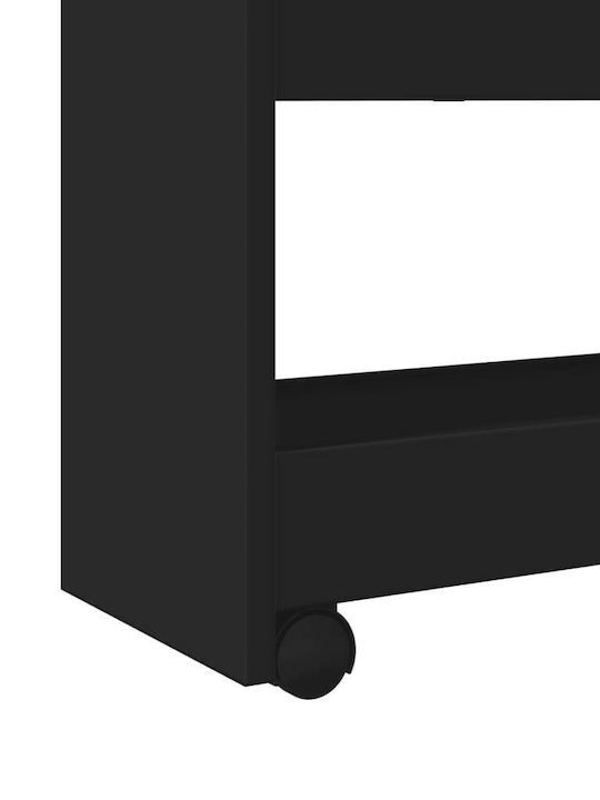 vidaXL Wooden Kitchen Trolley 4 Tiers Black 60x20x82cm