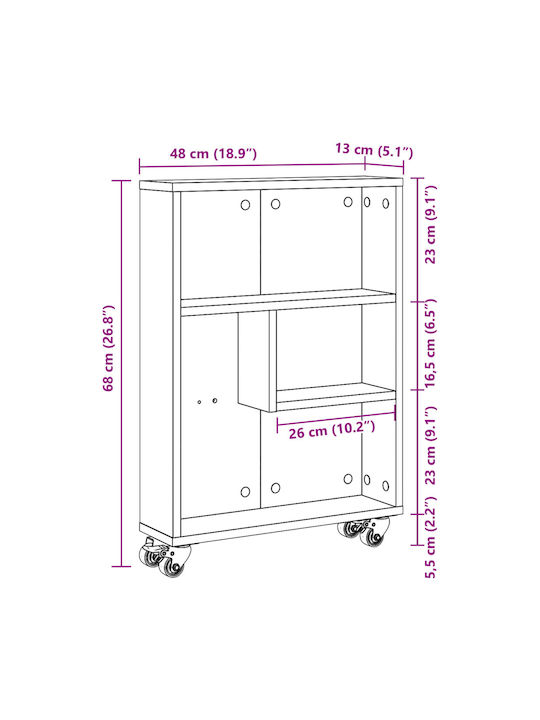 vidaXL Τρόλεϊ Κουζίνας Ξύλινο 4 Θέσεων Λευκό 48x13x68cm