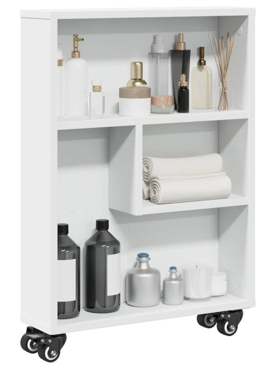 vidaXL Τρόλεϊ Κουζίνας Ξύλινο 4 Θέσεων Λευκό 48x13x68cm