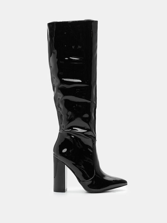 Luigi Synthetic Leather High Heel Women's Boots with Zipper Black