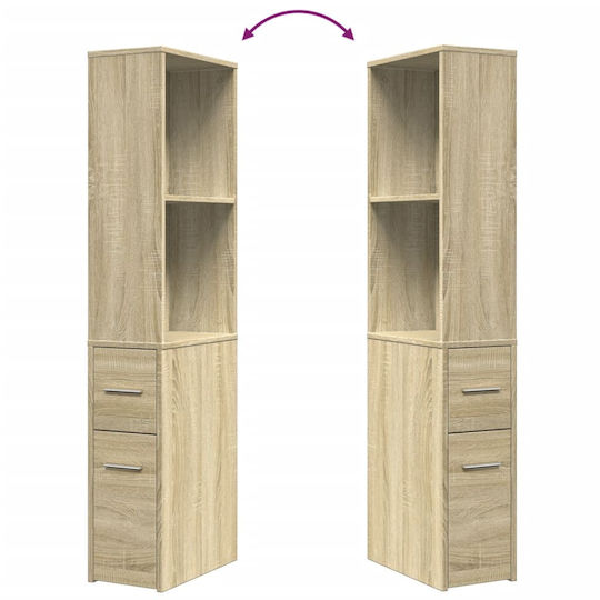 vidaXL Wall Hung Cabinet Bathroom Column Cabinet L22xD41xH135cm Sonoma