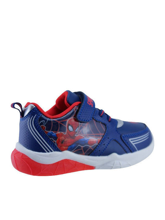 Marvel Spiderman Παιδικά Sneakers με Σκρατς & Φωτάκια Μπλε