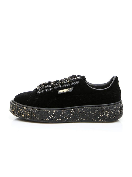 Puma Platform Velvet Damen Sneakers Schwarz