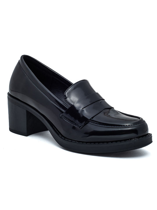 Laura Virgili Patent Leather Women's Moccasins in Black Color