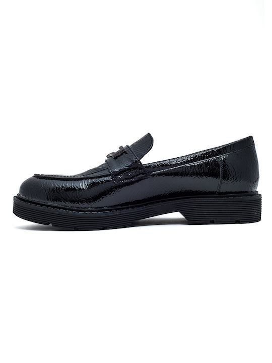 Laura Virgili Patent Leather Women's Moccasins in Black Color