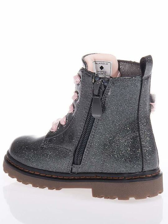 Xti Kids Patent Leather Boots with Zipper Gray