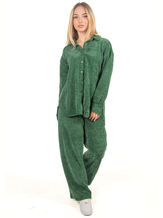 Ellen Femei Dark green Set cu Pantaloni