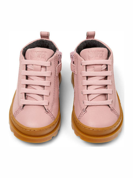 Brutus Fw Leather Kids Boots with Zipper Pink