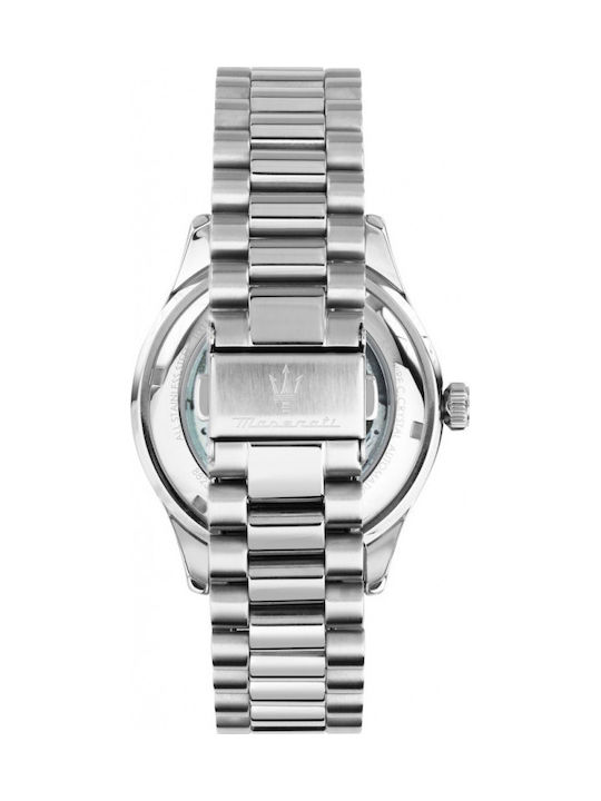 Maserati Men's Watch 42mm Automatic with Silver Metal Bracelet