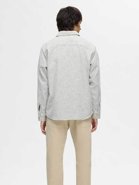 Selected Herrenhemd Overshirt Langärmelig Baumwolle White