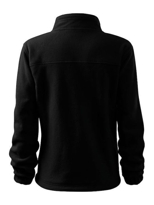 Fleece Γυναικεία Ζακέτα με Φερμουάρ σε Μαύρο Χρώμα