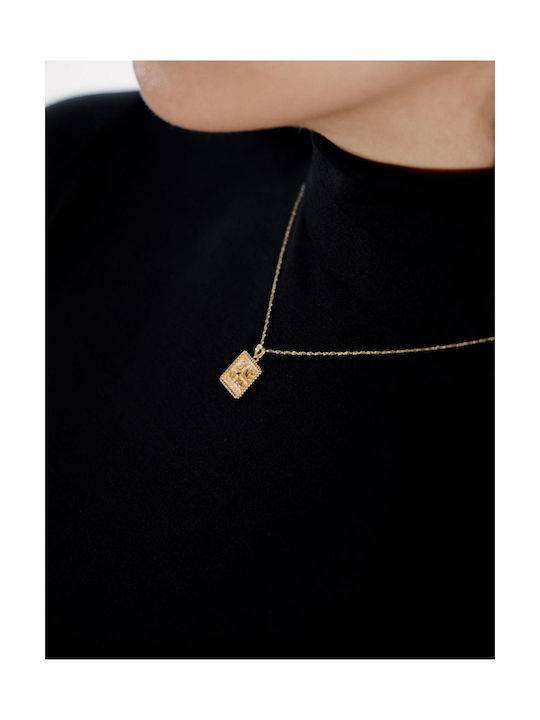 Themelidis Jewels Charm Фулактó Константин с Камъни от Жълто Злато 14 Карата с Зиркон