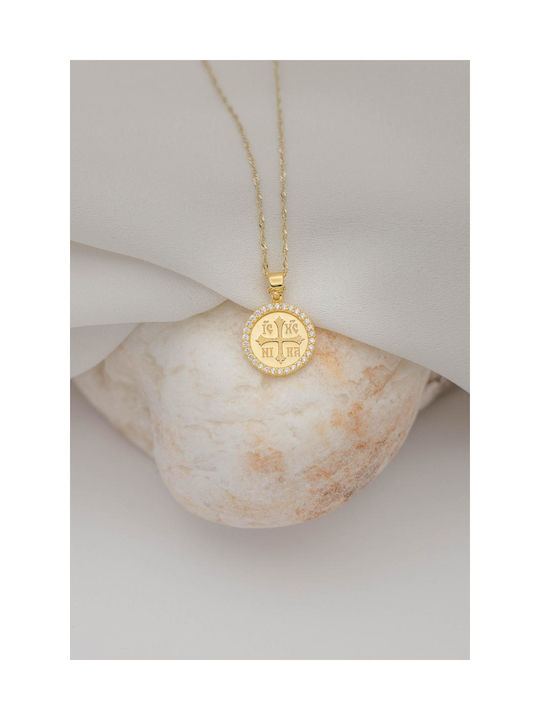 Themelidis Jewels Charm Фулактó Константин с Камъни от Жълто Злато 14 Карата с Зиркон
