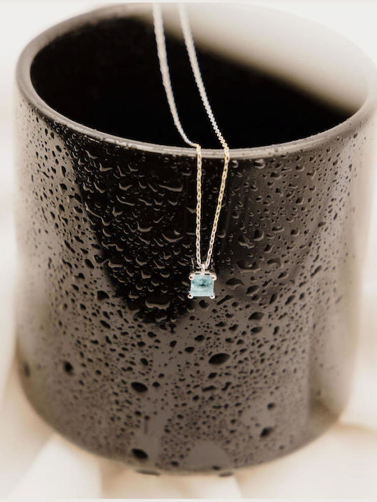 Themelidis Jewels Colier din Aur alb 14K cu Zirconiu