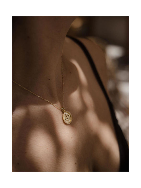 Themelidis Jewels Charm Фулактó Константин с Камъни от Жълто Злато 14 Карата с Зиркон