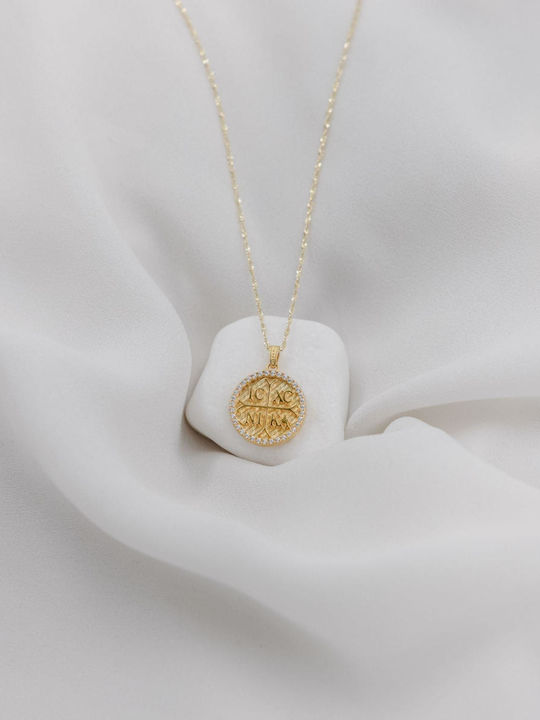 Themelidis Jewels Чарм Фулактó Константин с Камъни от Жълто Злато 14 Карата със Зиркон