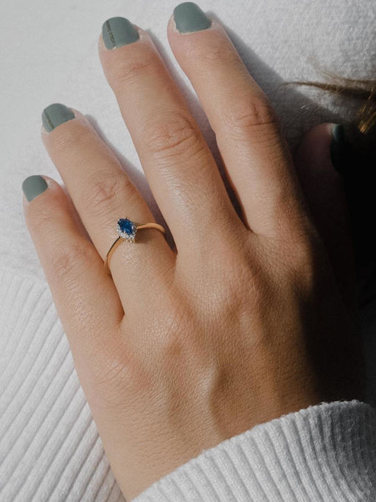 Themelidis Jewels Ring with Zircon made of Gold 14K