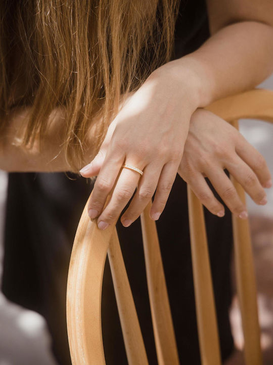 Themelidis Jewels Γυναικείο Δαχτυλίδι Μισόβερο με Ζιργκόν από Χρυσό 14Κ