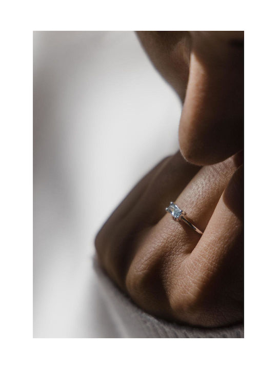 Themelidis Jewels Γυναικείο Δαχτυλίδι με Ζιργκόν από Λευκόχρυσο 14Κ