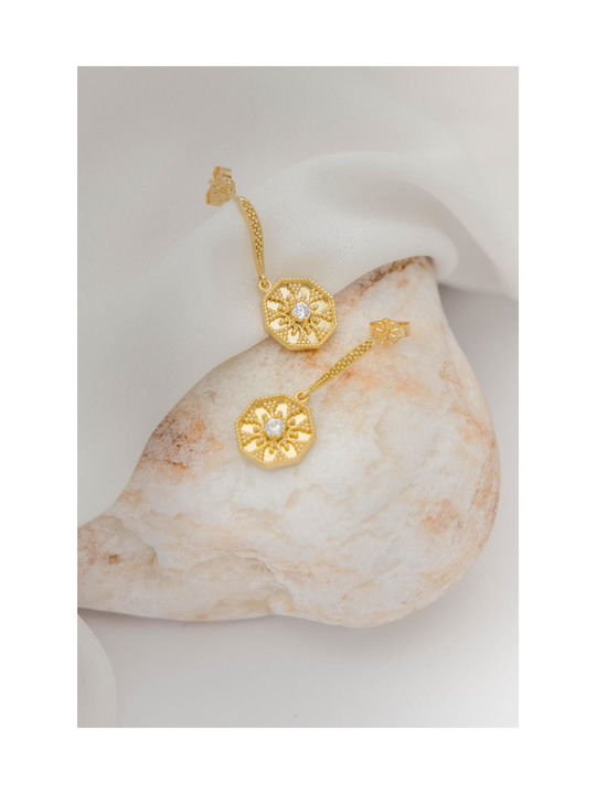 Themelidis Jewels Earrings Pendants made of Gold 14K with Stones