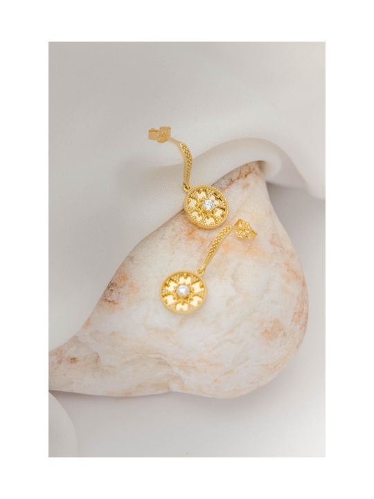 Themelidis Jewels Earrings Pendants made of Gold 14K with Stones