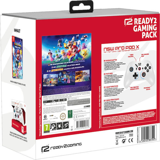 Nintendo ready2gaming Nintendo Switch Mario + Rabbids Sparks of Hope + Wireless Pro Pad X Gamepad for Switch White