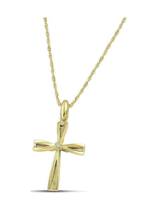 Themelidis Jewels Γυναικείος Χρυσός Σταυρός 14Κ Διπλής Όψης χωρίς Αλυσίδα