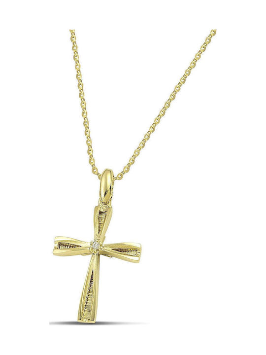 Themelidis Jewels Γυναικείος Χρυσός Σταυρός 14Κ Διπλής Όψης χωρίς Αλυσίδα