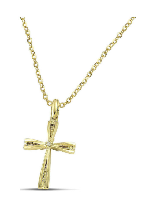 Themelidis Jewels Γυναικείος Χρυσός Σταυρός 14Κ Διπλής Όψης χωρίς Αλυσίδα