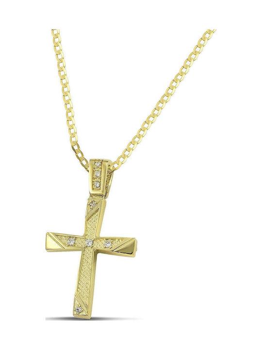 Themelidis Jewels Γυναικείος Χρυσός Σταυρός 14Κ Διπλής Όψης χωρίς Αλυσίδα
