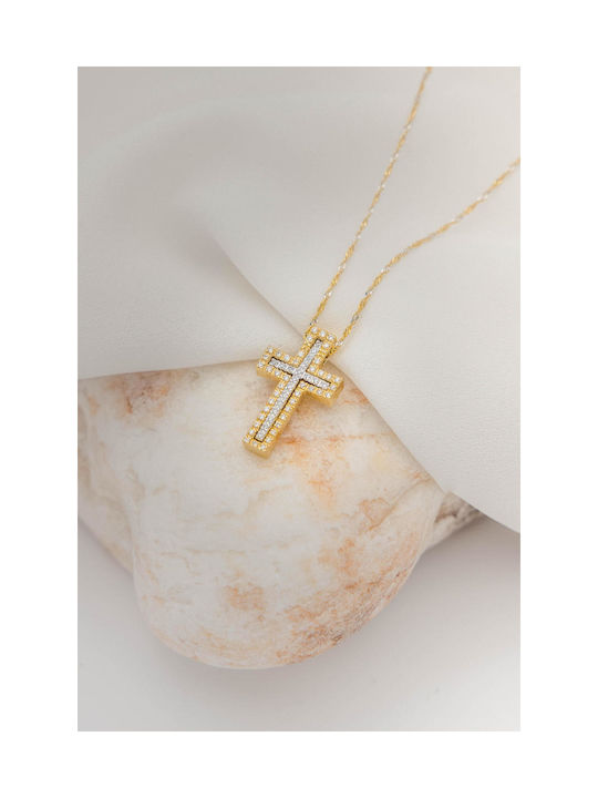 Themelidis Jewels Women's Gold Cross 14K Double Sided