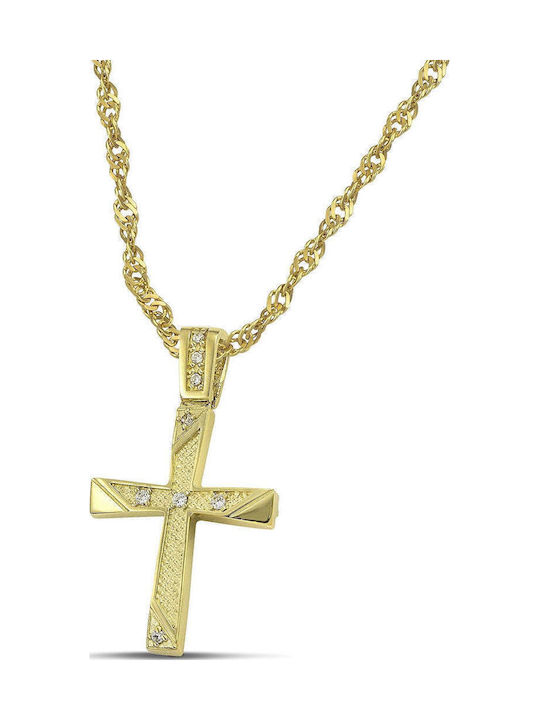 Themelidis Jewels Γυναικείος Χρυσός Σταυρός 14Κ Διπλής Όψης χωρίς Αλυσίδα