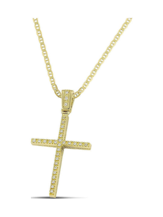 Themelidis Jewels Women's Gold Cross 14K Double Sided