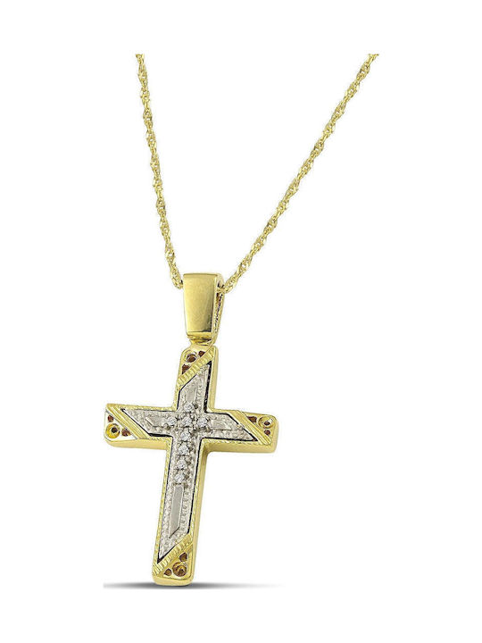Themelidis Jewels Γυναικείος Χρυσός Σταυρός 14Κ Διπλής Όψης χωρίς Αλυσίδα