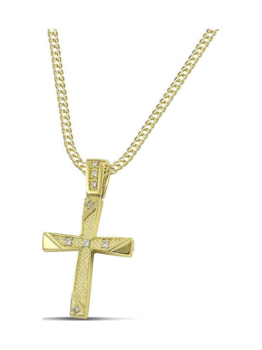 Themelidis Jewels Γυναικείος Χρυσός Σταυρός 14Κ Διπλής Όψης χωρίς Αλυσίδα