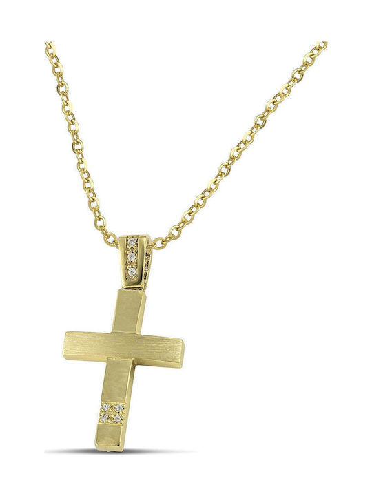 Themelidis Jewels Γυναικείος Χρυσός Σταυρός 14Κ Διπλής Όψης χωρίς Αλυσίδα
