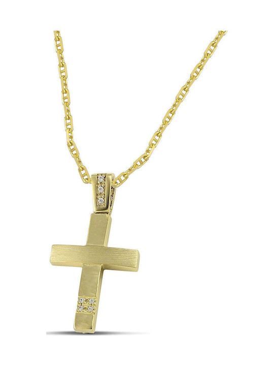 Themelidis Jewels Γυναικείος Χρυσός Σταυρός 14Κ Διπλής Όψης χωρίς Αλυσίδα