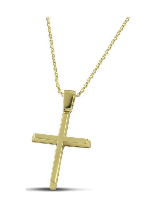 Themelidis Jewels Ανδρικός Χρυσός Σταυρός 14Κ Διπλής Όψης χωρίς Αλυσίδα