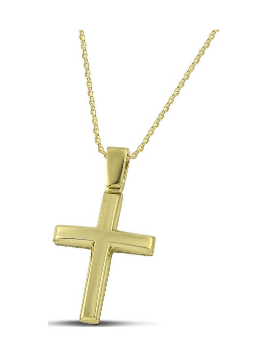 Themelidis Jewels Ανδρικός Χρυσός Σταυρός 14Κ Διπλής Όψης χωρίς Αλυσίδα
