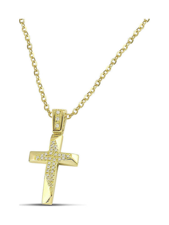 Themelidis Jewels Γυναικείος Χρυσός Σταυρός 14Κ Διπλής Όψης χωρίς Αλυσίδα