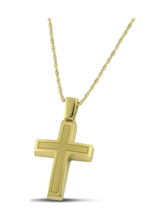 Themelidis Jewels Ανδρικός Χρυσός Σταυρός 14Κ Διπλής Όψης χωρίς Αλυσίδα