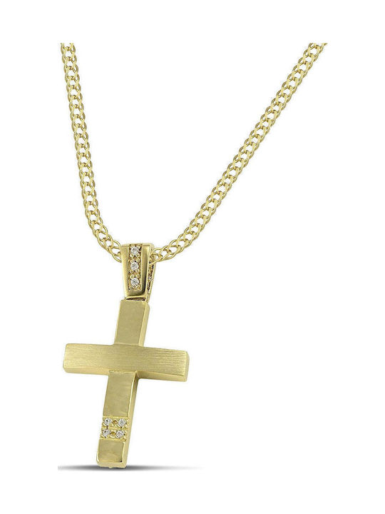 Themelidis Jewels Γυναικείος Χρυσός Σταυρός 14Κ Διπλής Όψης χωρίς Αλυσίδα