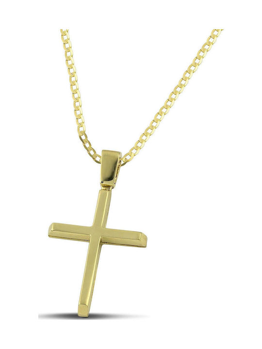 Themelidis Jewels Ανδρικός Χρυσός Σταυρός 14Κ Διπλής Όψης χωρίς Αλυσίδα